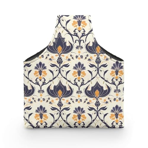 Image of ZUXONGSY Damask Floral Knot Yarn Tote Bags for CrochetingH Portable Yarn Bags for Crocheting on The Go Travel Yarn Storage Handbag