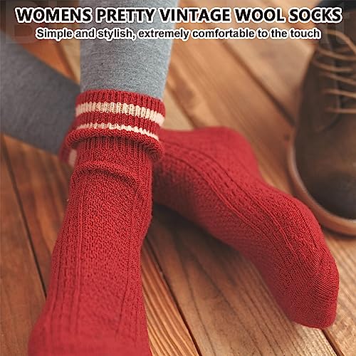 Image of IIG Cute Warm Wool Socks for Women Super Cozy Thick Crew Winter Socks Gifts, 5 Pairs
