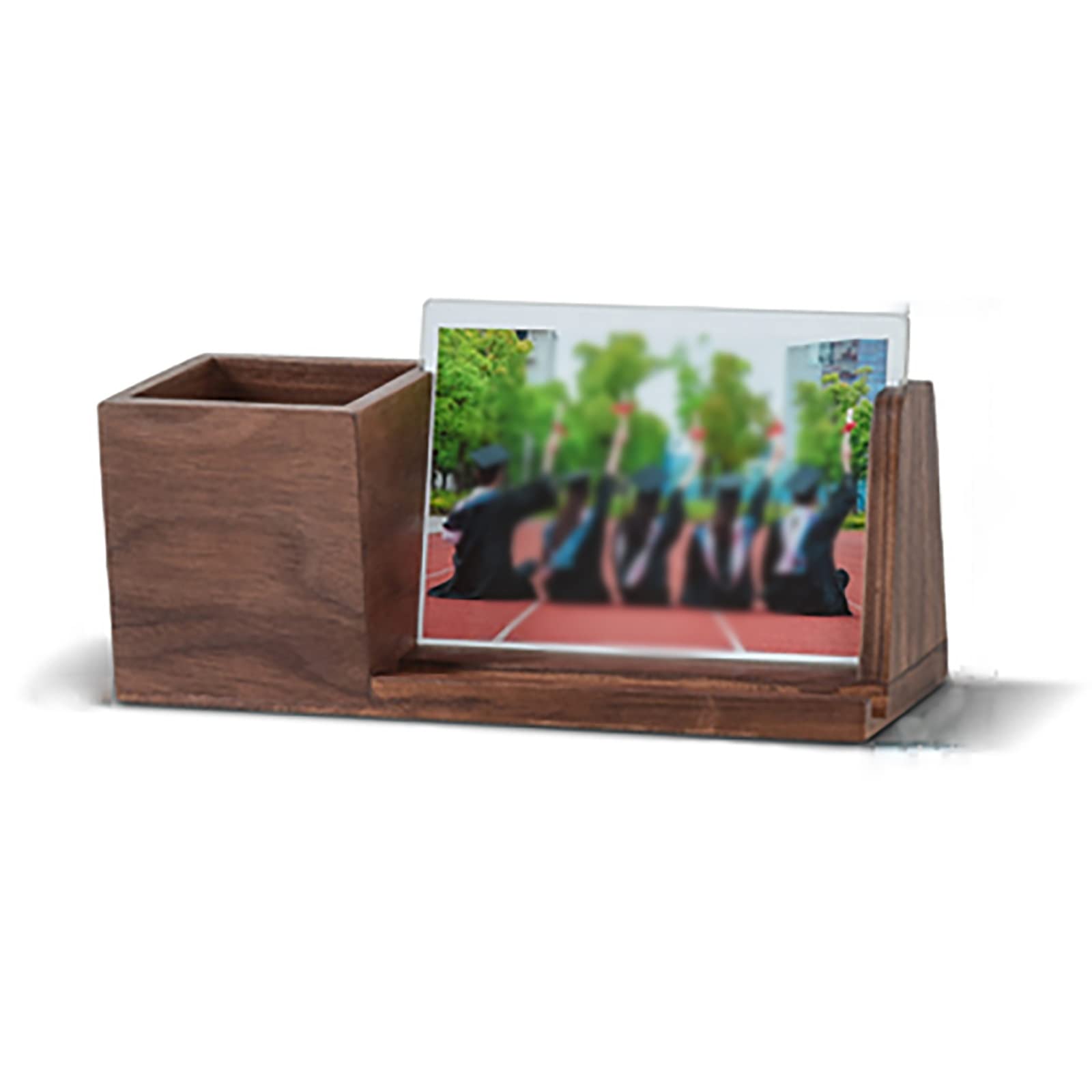 DUMRALBQE Wooden Pencil Pot Desktop Solid Wood Pen Holder Organizer Office for Home Office(Brown)