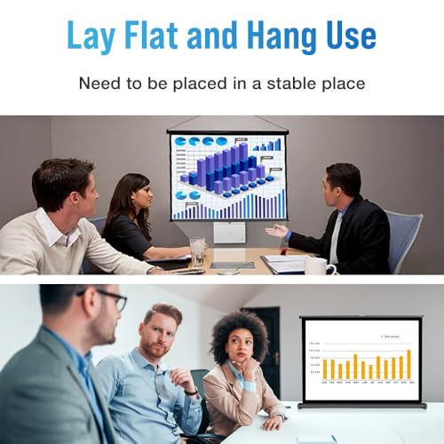 Image of Japard 50 Inch Projector Screen Portable Floor Standing16:9 HD Floor Rising Retractable Tabletop Projector Screen with Stable Stand Compact Mobile Screen, Office, Classroom