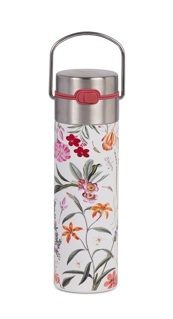 Eigenart Leeza Mira Thermoflasche 500 ml Edelstahl doppelwandig mit Sieb, Trinkflasche auslaufsicher mit Sportverschluss, für Tee Kaffee To Go, 6,8x23,5 cm