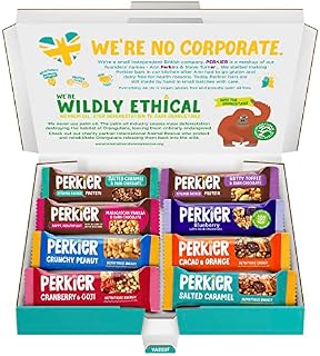 Perkier Bars, Variety (8 Pack) - Healthy, Tasty, Vegan, Low Calorie, Gluten Free Snack Bars