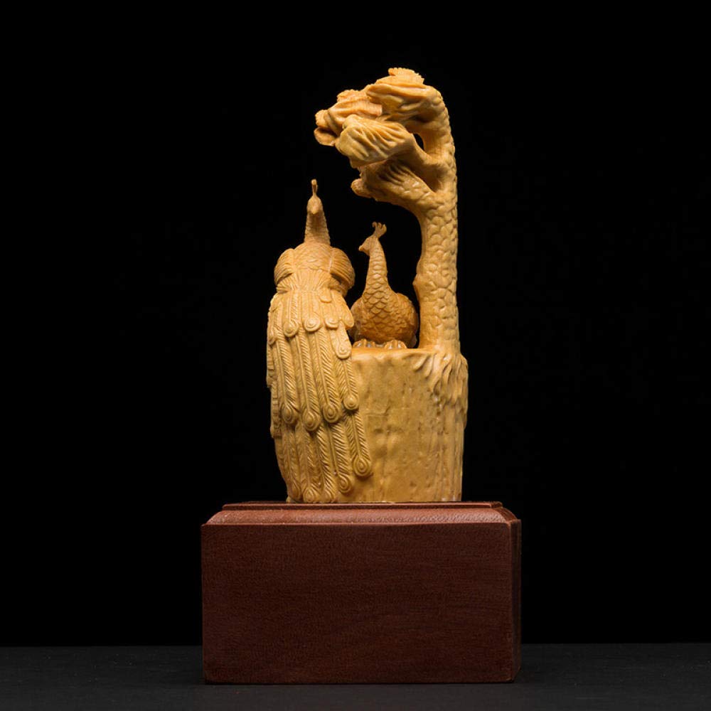 Amazon.co.jp: 置物の動物像の装飾品木製の孔雀の動物の彫刻ボックス