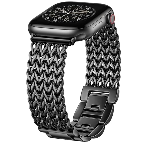 Image of Metal Band Compatible with Apple Watch Bands for Women 40mm 41mm 42mm 38mm 44mm 45mm 46mm 49mm, Dressy Stainless Steel Link Bracelet, Designer Strap for iWatch Series 11 /SE /10 /9 /8 /7 /6 /5 /4 /3 /2 /1 /Ultra