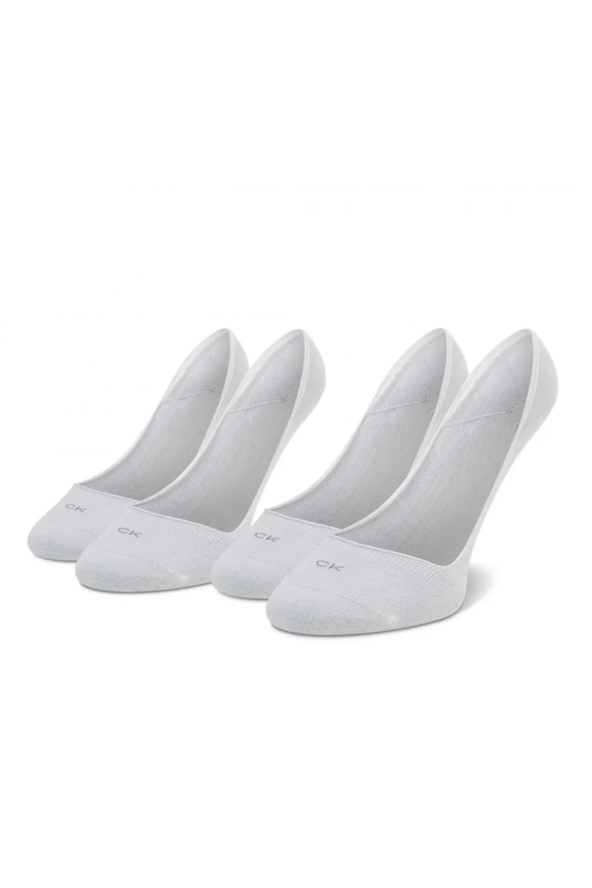 Calvin Klein Women's White Logo Liner Socks 2 Pack Footie, 35/38
