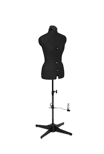 Adjustoform Sew Simple FG306 Adjustable Dress Form Black S-M (US Dress Size 4-12) 8 Part Female Sewing Mannequin + Pin Grip Hem Marker