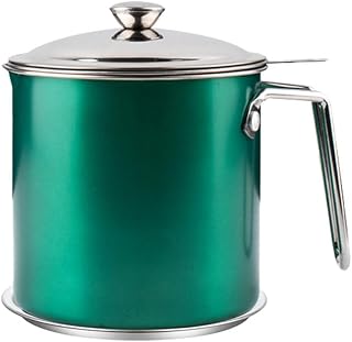 Tarro Colador de Grasa, Recipiente Grasa Tocino Acero Inoxidable con Bidón Tapa Antipolvo para Tamiz de Malla Fina, Placa Antideslizante para Almacenamiento de Aceite(Size:1.3L,Color:Verde)