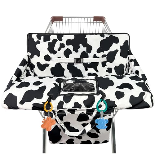 Image of Shopping Cart Cover for Baby,2-in-1 High Chair Cover Soft,Portable, and Machine Washable,Comfortable Cotton Seat Pad with Safety Harness and Portable Cloth Bag,Fits All Supermarkets and Restaurants