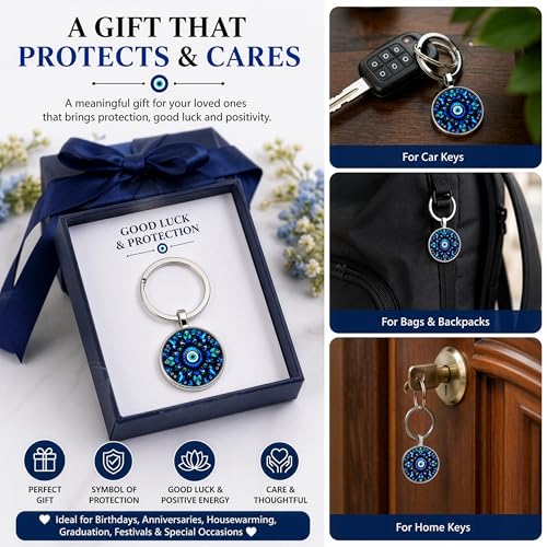 Image of Storite Evil Eye Keychain - Protective & Stylish Keyring for Men & Women - Ideal Gift for Friends & Family