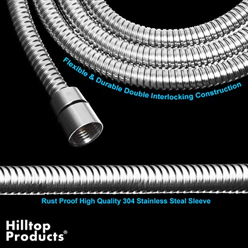 79 Inch (2 Meter) - Stainless Steel Shower Hose, Bidet Hose Replacement - Chrome Finish, EPDM Inner Tube for Handheld Shower Head with Built in Washer, Nut and Thread Tape - Thumbnail 4