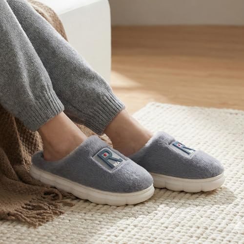 Image of VRITRAZ Men's Plush Winter Slippers | Soft Furry Lined Indoor Slides | Warm Comfortable Anti-Slip Home Footwear
