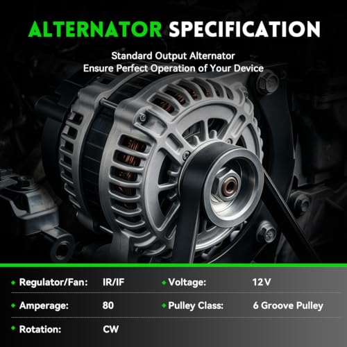 Image of 13878N Alternator 80 Amp Replacement for 2003-2008 Toyota Corolla Matrix 1.8L, 2000-2005 Celica MR2 Spyder, for 2003-2008 Pontiac Vibe, Automotive Replacement OE 27060-0D110 102211-1900