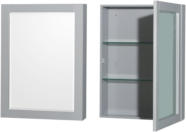 Wyndham Collection Sheffield 36 inch Single Bathroom Vanity in Gray, White Carrara Marble Countertop, Undermount Oval Sink, and Medicine Cabinet