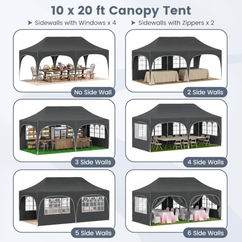 Image of Tangkula 10 x 20 ft Pop Up Canopy with 6 Removable Sidewalls