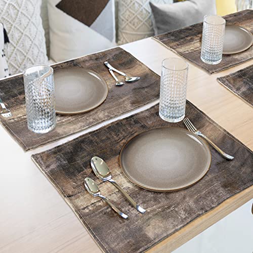 Ailuer Brown And Grey Placemats, Modern Abstract Art Placemats Set Of 4, Heat Resistant Non-Slip Artwork Dining Placemats, Washable Place Mats For Home Kitchen thumb #6