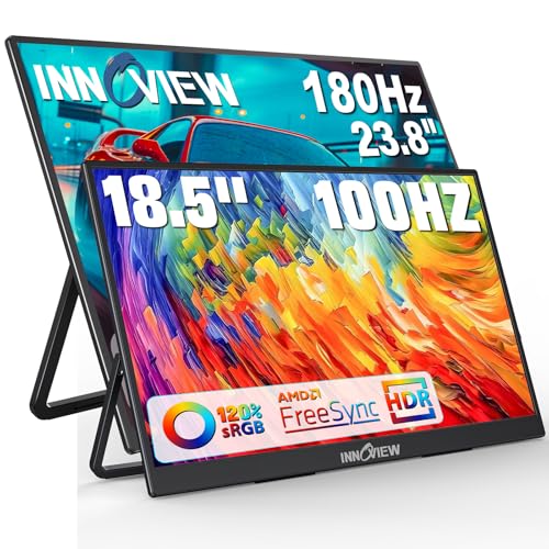 Image of 2K 180Hz Portable Gaming Monitor, 23.8 inch 2560x1440 QHD Fast IPS 115% sRGB Portable Monitor w /180 Adjustable Stand Type-C HDMI Eye Care External Second Screen for Laptop Phone PS4 PS5 Switch Xbox PC