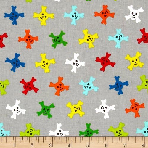 Riley Blake Treasure Map Skulls Grey Fabric