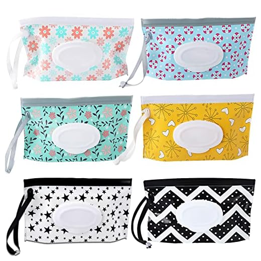 8 Pack Baby Wipes Dispenser,Portable Refillable Wipe Holder,Baby Wipes Container,Reusable Wipes Case,Baby Travel Wet Wipes Pouch