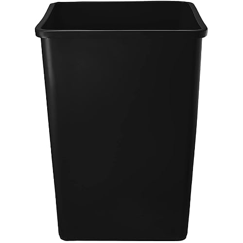 Miniatura 4 de Mix.Home Paquete de 3 botes de basura cuadrados negros de 35 galones, papelera para restaurante, papelera comercial, papelera de plástico alto,