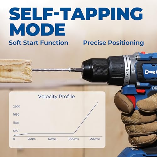 Image of Dong Cheng 20V Brushless Hammer Drill, 796 in-lbs, 4.0Ah Battery, 1 /2 inch Keyless Metal Chuck, 19+1+1 Clutch, Cordless Heavy‑Duty Drill for Drilling Brick Wall, Metal, Wood