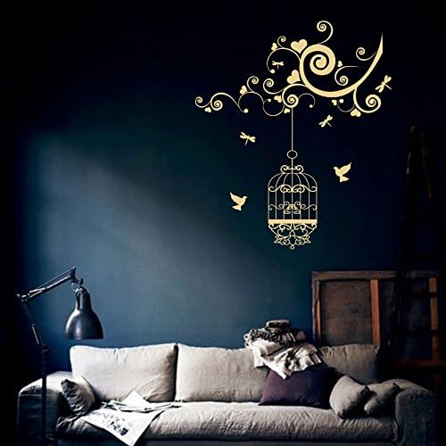 Wall Decals Nature Bird Branch Birdcage Caged Birds Cages Birds Vinyl ...