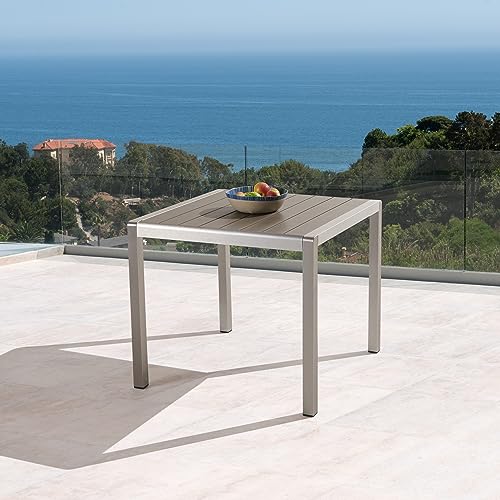 Christopher-Knight-Home-Louie-Coral-Outdoor-Dining-Anodized-Aluminum-Faux-Wood-Table-Top-Square-Gray-35-Silver-Gray Christopher Knight Home Louie Coral Outdoor Dining Anodized Aluminum Faux Wood Table Top Square Gray 35 Silver Gray