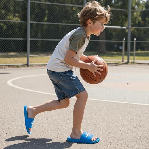 Image of INMINPIN Kids Boys Girls Ball Sprots Slides Sandals Ultra Comfortable Beach Pool Shower Shoes House Slide Indoor Outdoor for Sports Fan