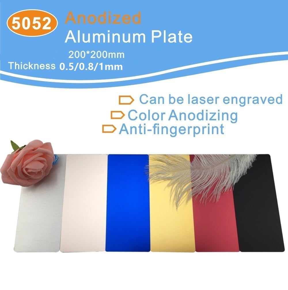 5052 Hojas de aluminio anodizado antihuellas - 200x200 mm (paquete de 2) for grabado y proyectos de bricolaje(Rose gold,1.0x200x200mm)