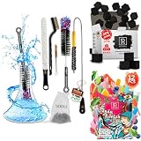 Hookah Cleaning Kit with 5 Brushes & 500 Stainless Steel Cleaning Beads - 84 pcs Hookah Charcoal Hookah Coals...
