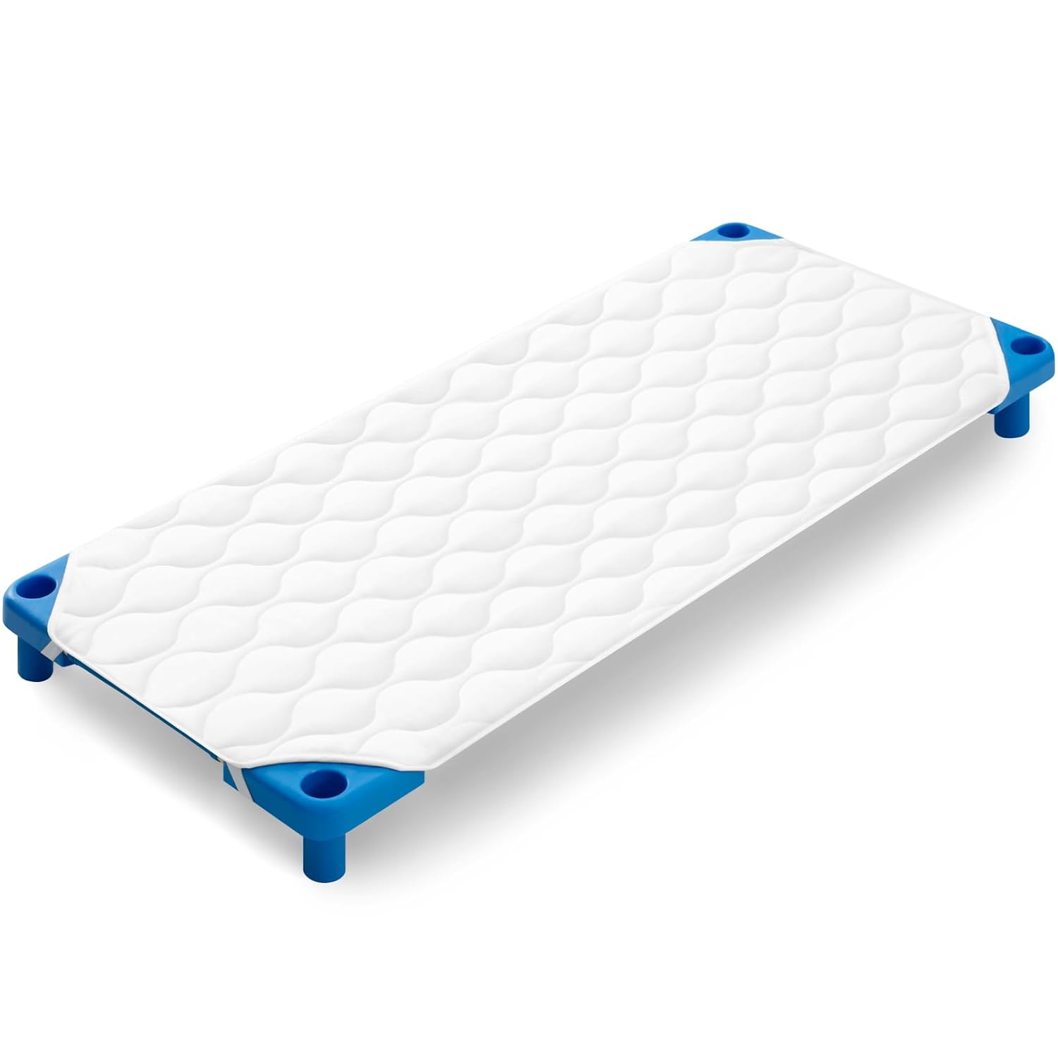 Comfyanno Quilted Daycare Cot Nap Mat for Boys, Girls, Soft & Breathable, Gentle on Skin, Extra Support & Comfort for Toddler Cozy Nap Time Sleep, Fits 23" x 51" Standard Size Preschool Cot - 1 Pack 23“×51” White