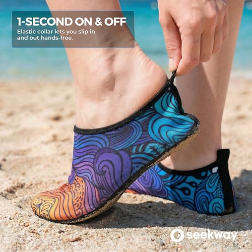 Image of SEEKWAY Water Shoes Women Men Adult Quick-Dry Aqua Socks Barefoot Non Slip for Beach Swim River Pool Lake surf Black SK002(U)