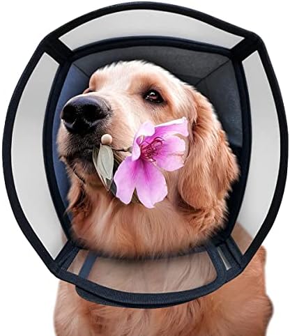 Pet Comfort Large Dog Cone Collar for Medium to Extra Large Dogs, Upgrade PVC Adjustable Recovery Elizabethan Cone for Dogs,Breathable Plush Material, Comfortably Eat, Sleep, and Play-L