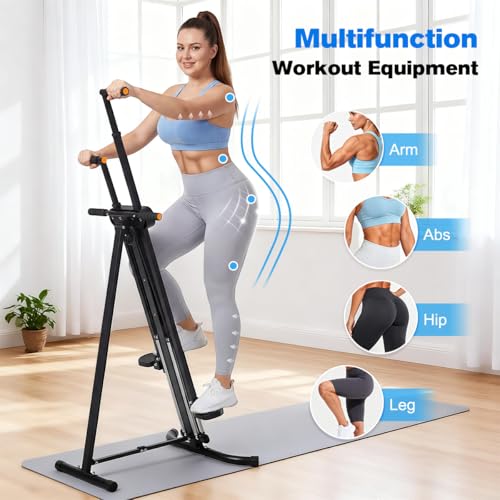 Image of Relife Stair Stepper, Vertical Climber Exercise Machine for Home Gym, Stair Climber with 4 Metal Guide Rails Folding Step Fitness Machines Cardio Workout Machine 5-Level Heights 2026 Newer Version
