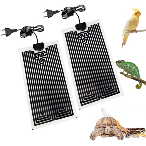 Dhqkqg Terrarium Heizmatte, 2PCS 14W Einstellbar Wärmematte mit Temperaturregelung, Heizmatte mt Thermostat, Heizmatte Terrarium für Reptilien Schildkröte, Schlangen, Eidechse, Gecko(15x28cm) (14W)