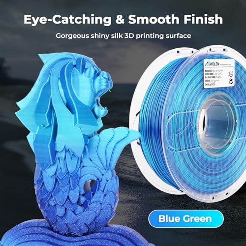 Image of AMOLEN Shiny Silk PLA 3D Printer Filament, Shiny Gradient Silk Pla 1.75mm Azure Blue 3D Printing Filament 1KG /2.2lb