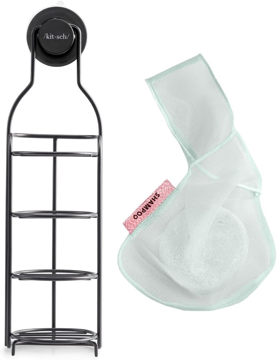 Kitsch Self Draining Shower Caddy and Bottle Free Beauty
