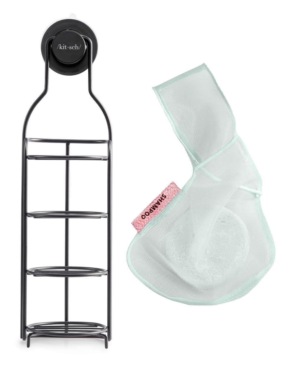 Kitsch Self Draining Shower Caddy and Bottle Free Beauty Soap Bar Bag