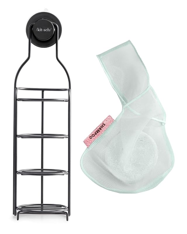 Kitsch Self Draining Shower Caddy and Bottle Free Beauty Soap Bar Bag