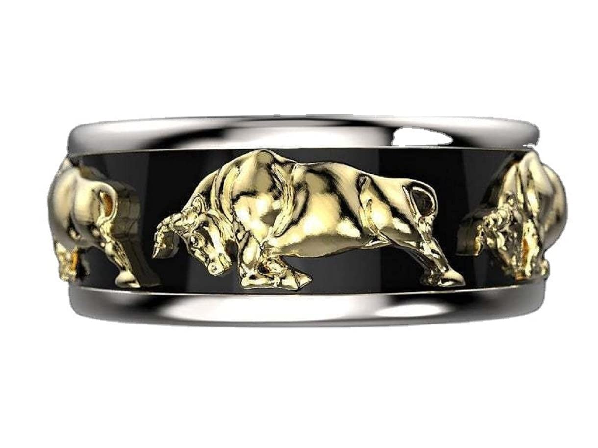 Gothic Buffalo Ring for Men, Viking Buffalo Ring Gold Bull Head Taurus Ring for Boys