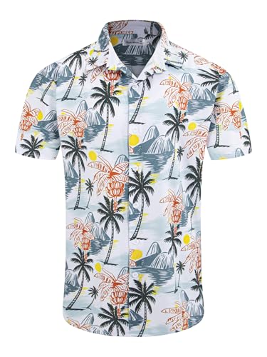 Image of Yoimira Hawaiian Shirts for Men, Print Mens Casual Short Sleeve Button Down Shirts Floral Aloha Beach Shirt