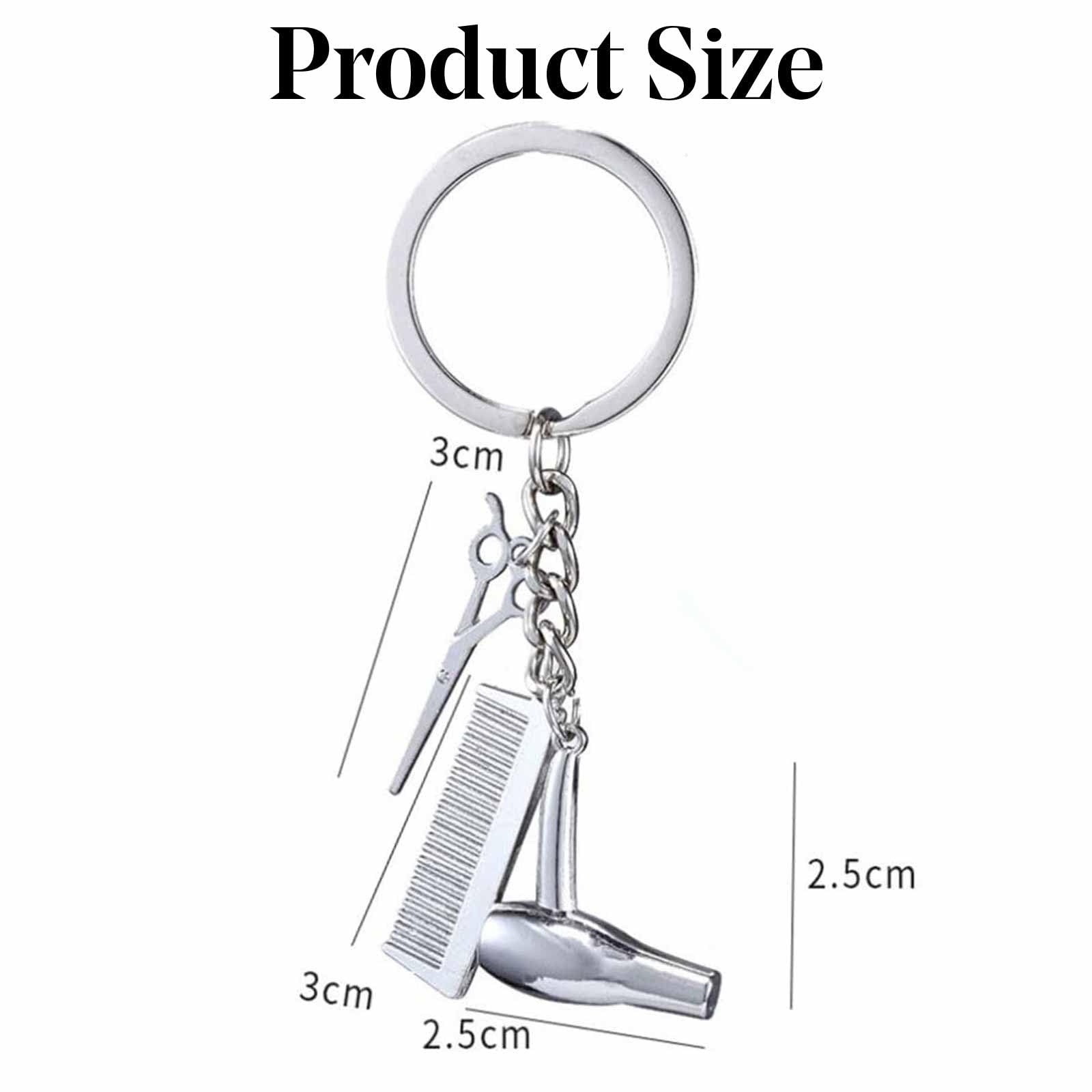 3 in 1 Classic Hairdresser Keychain, Hair Salon Hairstylist Keychain with Scissors, Comb, Hair Dryer - Image 2