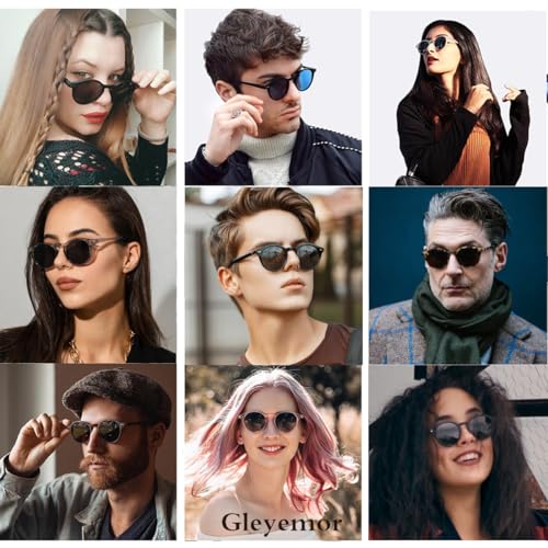 Gleyemor Fashion Polarized Round Sunglasses for Men Women Retro Vintage Acetate Frame Sunglasses4