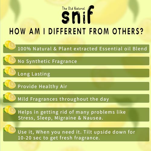 Image of Snif Car Perfume With Essential Oils | Car Perfumes Diffuser With 15ml Refill Pack | Car Fresheners Long Lasting | Car Air Freshener (Pack Of 1, 20ml) (Lemon Grass)