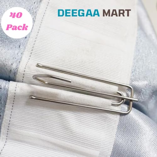 Image of Pleated Drapery Hook 40PCS, Pin 4 Prongs Pleat Clips Traverse Pleater 4 End Curtain Hangers for Window Door Bathroom Curtain