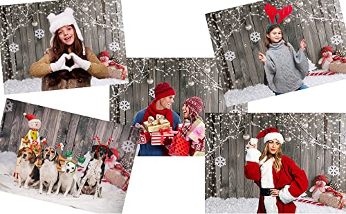 LYWYGG 7X5FT Joyeux Noël Toile de Fond Neige Étage Photo Fond Mur en Bois Photographie pour Enfant CP-70 – Image 6