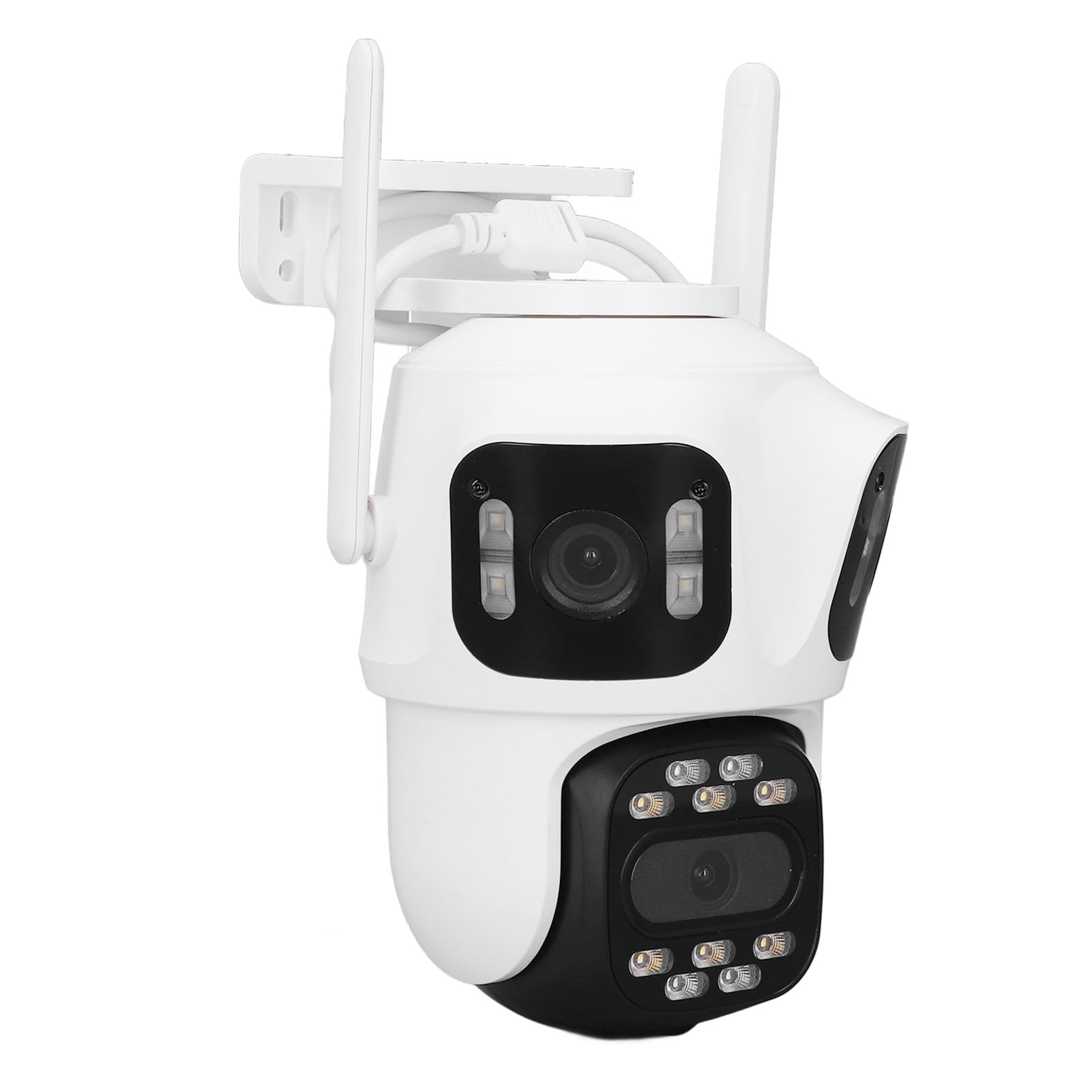 Telecamere di Sicurezza all'aperto, IP66 Resistente 3 Obiettivi 98,43 Video a Colori Rilevamento Video a Colori 2 -viek per Apartments (Spina europea)