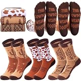 Glitopper 3 Pair Cowboy Boot Socks Western Boots Gifts for Men/Women Unisex Socks for Adult Birthday Party