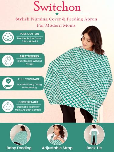 Image of Switchon Feeding Apron Cover Maternity Cover 100% Cotton Maternity Breastfeeding Multipurpose for Mothers
