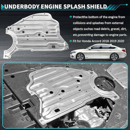 Image of Engine Splash Shield Guard Under Car Shield Cover Board Compatible with Honda Accord 2018 2019 2020 Replace 74116TVAA00 74116-TVA-A00