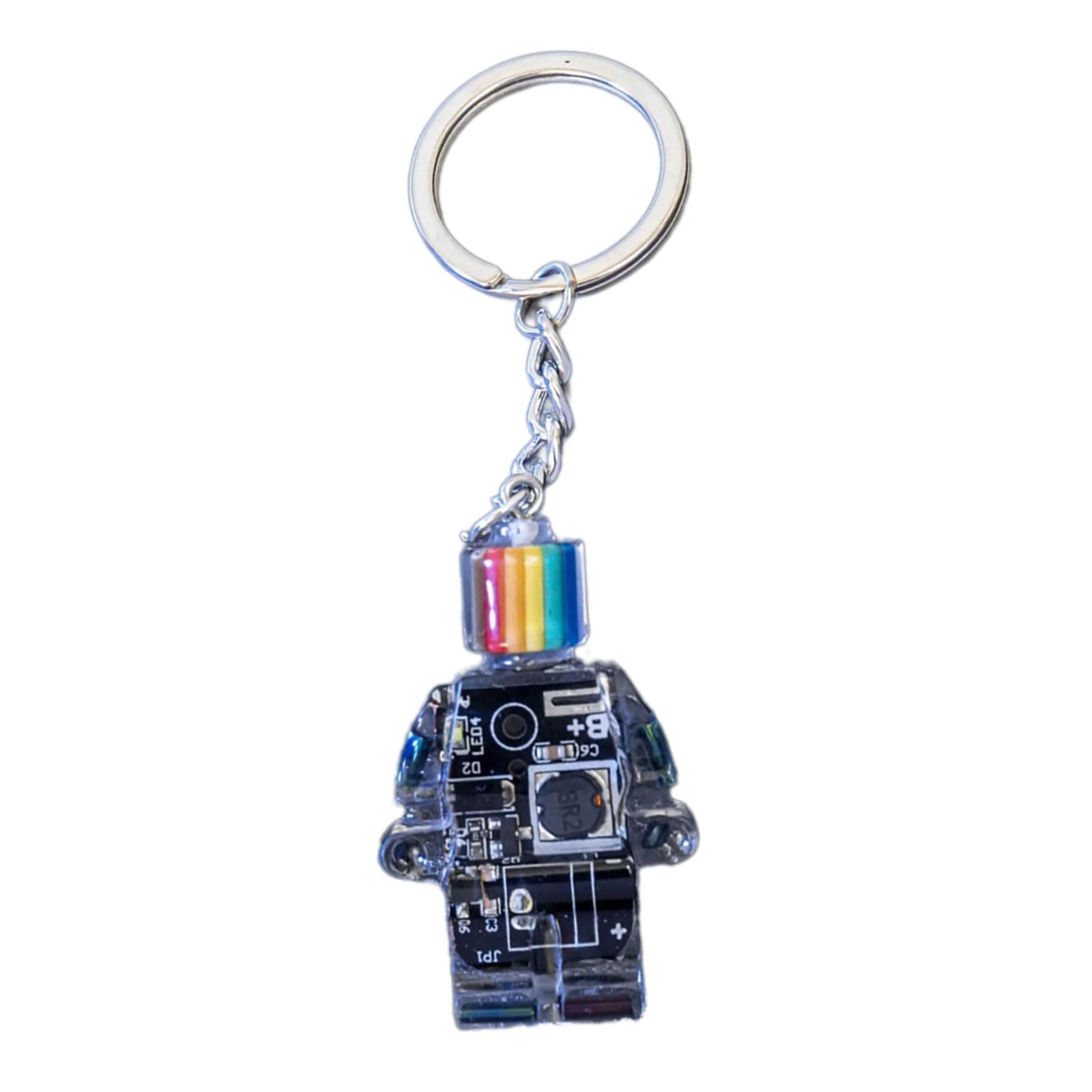 Bubefskd Unisex Black Electronic Robot Pendant Keychain Hip-Hop Punk Keyrings Colorful Phone Lanyard Stylish Wallet Ornament For Women Bag Ornaments Keyring